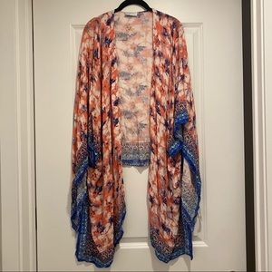 Multicolor beach coverup kimono